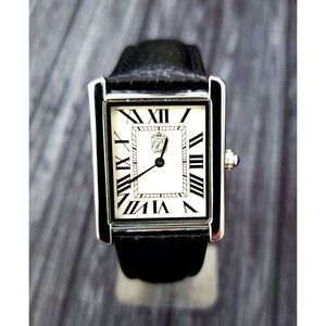 Pierre Lucerne 1888 Must Inspired Tank Swiss Style Mens Dress Watch Black Band